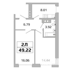 2-к квартира, вторичка, 49м2, 9/16 этаж