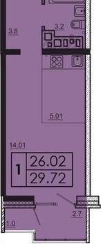 1-к квартира, вторичка, 30м2, 13/16 этаж