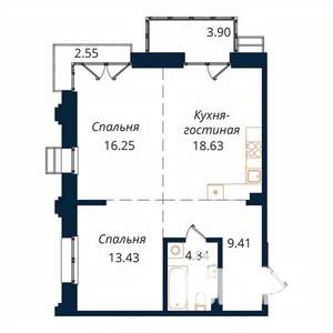 2-к квартира, строящийся дом, 68м2, 11/18 этаж