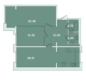 2-к квартира, вторичка, 81м2, 5/14 этаж