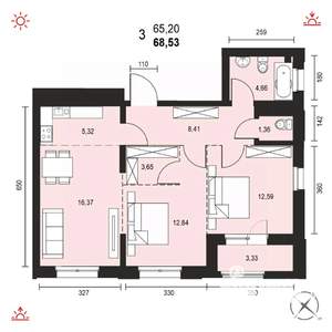 3-к квартира, вторичка, 69м2, 6/14 этаж