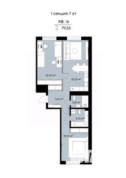 2-к квартира, вторичка, 80м2, 7/9 этаж