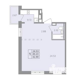 1-к квартира, вторичка, 43м2, 3/4 этаж