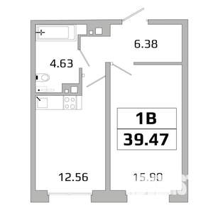 1-к квартира, вторичка, 39м2, 5/16 этаж