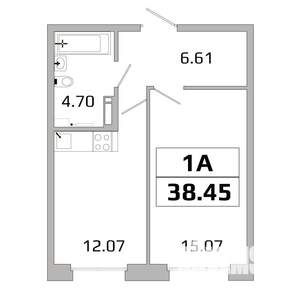 1-к квартира, вторичка, 38м2, 12/16 этаж