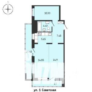 2-к квартира, строящийся дом, 74м2, 12/15 этаж