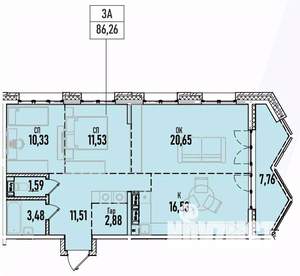 3-к квартира, вторичка, 86м2, 14/19 этаж