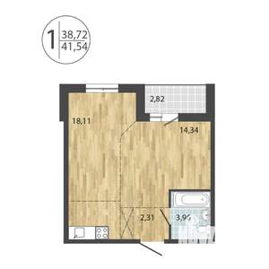 1-к квартира, вторичка, 42м2, 12/19 этаж