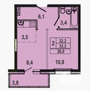 2-к квартира, вторичка, 51м2, 13/13 этаж