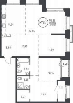 4-к квартира, вторичка, 102м2, 16/19 этаж
