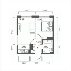 1-к квартира, строящийся дом, 36м2, 9/19 этаж