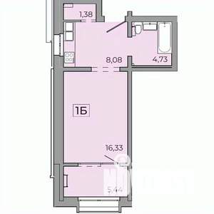 1-к квартира, строящийся дом, 46м2, 10/15 этаж