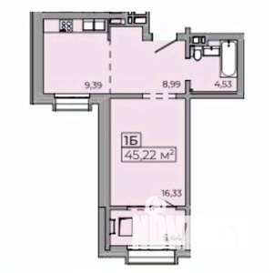 1-к квартира, строящийся дом, 46м2, 11/15 этаж