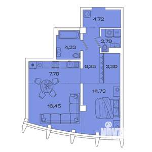1-к квартира, вторичка, 60м2, 4/8 этаж