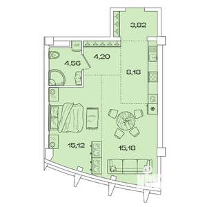 1-к квартира, вторичка, 51м2, 3/8 этаж