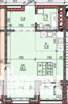 1-к квартира, вторичка, 48м2, 10/19 этаж