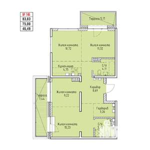 4-к квартира, строящийся дом, 84м2, 19/19 этаж