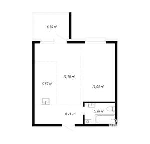 2-к квартира, вторичка, 50м2, 1/19 этаж
