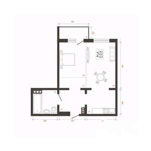 2-к квартира, вторичка, 46м2, 6/10 этаж