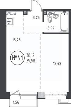1-к квартира, вторичка, 39м2, 7/10 этаж