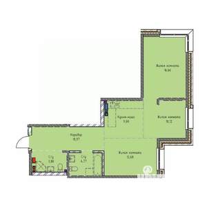 3-к квартира, строящийся дом, 68м2, 11/19 этаж