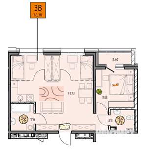 3-к квартира, вторичка, 63м2, 7/18 этаж