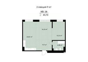 2-к квартира, строящийся дом, 66м2, 9/11 этаж
