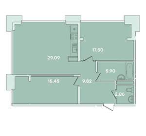 2-к квартира, вторичка, 81м2, 4/14 этаж