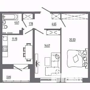 2-к квартира, вторичка, 61м2, 5/14 этаж