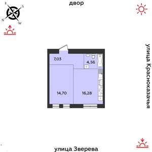 1-к квартира, строящийся дом, 43м2, 3/14 этаж