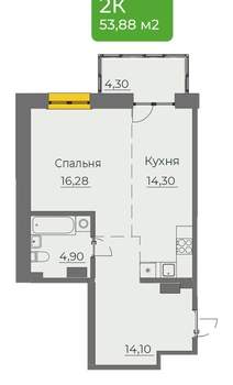 Студия квартира, вторичка, 54м2, 7/15 этаж