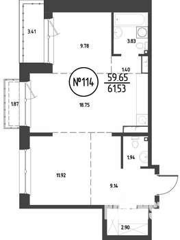 2-к квартира, строящийся дом, 62м2, 10/19 этаж