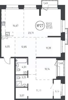 4-к квартира, вторичка, 107м2, 6/19 этаж