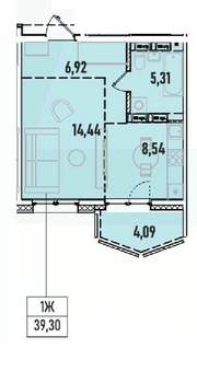 1-к квартира, вторичка, 39м2, 9/19 этаж