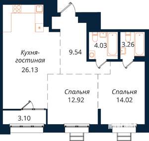 2-к квартира, вторичка, 73м2, 17/18 этаж