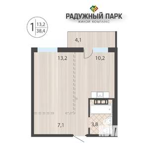 1-к квартира, вторичка, 38м2, 13/16 этаж
