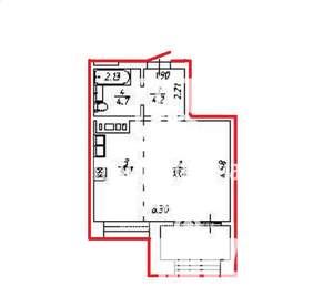 1-к квартира, сданный дом, 42м2, 9/12 этаж