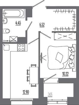 1-к квартира, вторичка, 37м2, 5/16 этаж