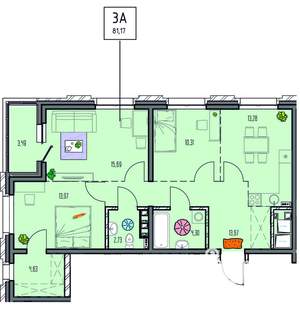 3-к квартира, вторичка, 81м2, 8/14 этаж