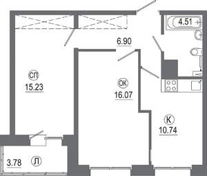 2-к квартира, вторичка, 57м2, 9/16 этаж