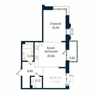2-к квартира, строящийся дом, 71м2, 9/18 этаж