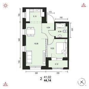 2-к квартира, вторичка, 44м2, 14/14 этаж