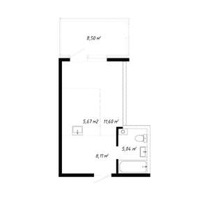 1-к квартира, вторичка, 33м2, 1/19 этаж