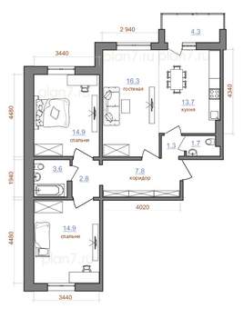 3-к квартира, вторичка, 81м2, 5/9 этаж