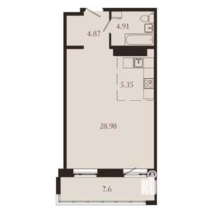 1-к квартира, вторичка, 52м2, 11/15 этаж