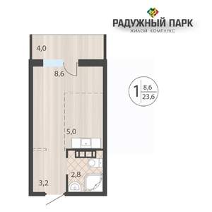 1-к квартира, вторичка, 24м2, 15/16 этаж