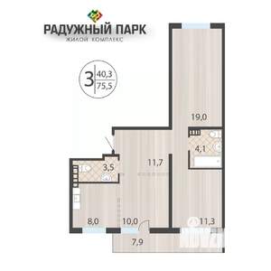 3-к квартира, вторичка, 76м2, 2/16 этаж