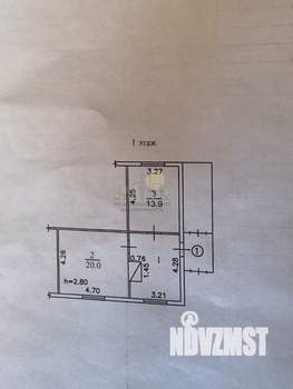 2-к квартира, вторичка, 47м2, 1/1 этаж