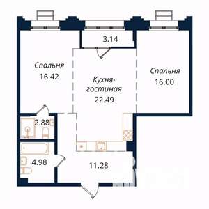 2-к квартира, строящийся дом, 76м2, 9/18 этаж