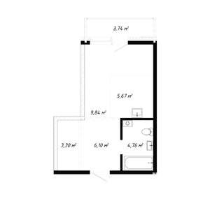 1-к квартира, вторичка, 33м2, 9/19 этаж